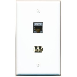 RiteAV CAT7 LC Multimode Fiber Duplex Wall Plate Flat/Solid [White]