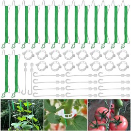 LFBEST Tomato Hooks Set, 15 Pieces Tomato Hooks Metal with 15 Plant Buckles and 10 m Rope, Vegetable Hooks, Tomato Hooks, Tomato Hooks with Cord for Hanging Tomatoes and Cucumbers