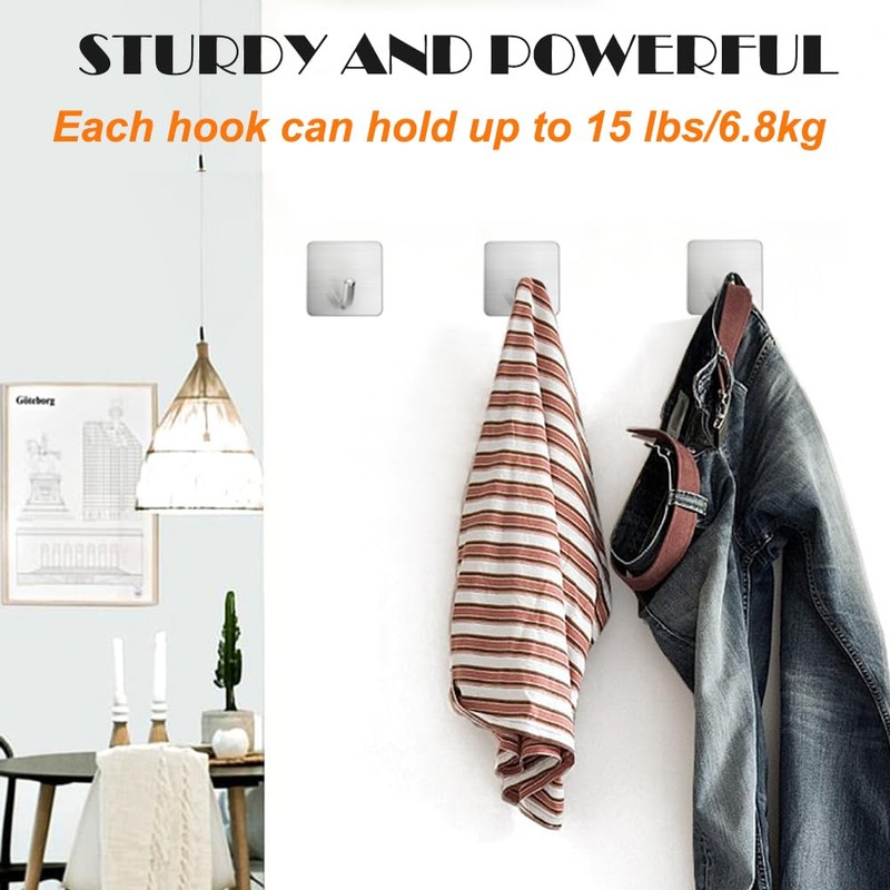 Heavy Duty Adhesive Towel Hooks Stick on Towel Hanger Wall