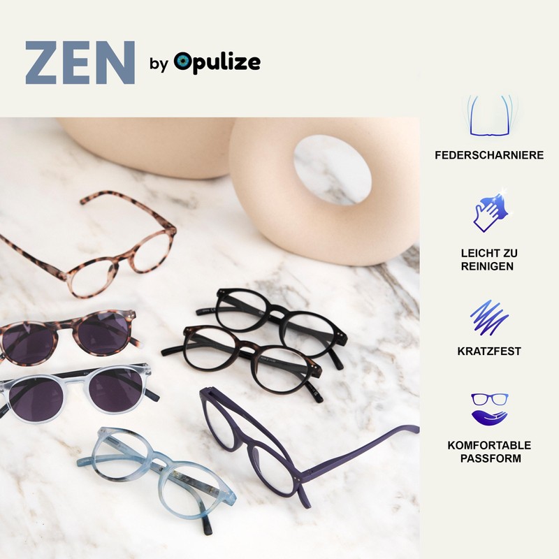 Opulize Zen 4er-Pack Lesebrille Mit Sonne Leser Schwarz Braun Kristall