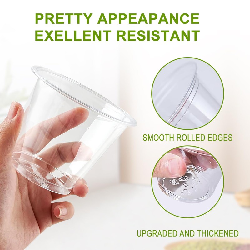 9 oz Clear Plastic Cups, 50 Pack Disposable Crystal Punch