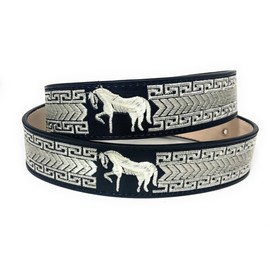 Men's Black Charro Belt, Cinto Vaquero Bordado (44)