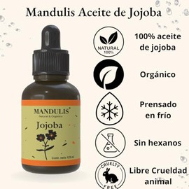 Aceite de Jojoba Orgánico 100% Puro – Prensado en Frío | 125 ml | Hidratante Facial y Corporal, Desmaquillante Natural, Controla el Sebo, Ideal para P