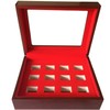 JunningGor 12 Holes Championship Big Heavy Ring Display Case Wooden