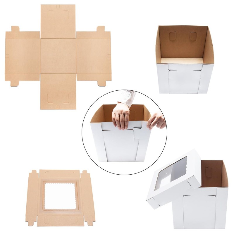 JJO JJO Tall Cake Boxes for Tier Cakes, 3 Pack