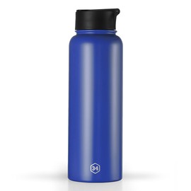 34oz Insulated Double Walled Stainless Steel Water Bottle Tumbler with Sports Straw and Handle! | Great for Sports, Camping, Yoga, School, Work and More! | Perfect for Kids and Adults (Royal Blue)