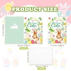 HOWAF 12 Happy Easter Cards Kit with Envelope Stickers,Happy Easter Note Cards Easter Holiday Gift Cards with Easter Egg Easter Bunny for Classroom Exchange Easter Party Supplies,Easter Greeting Cards