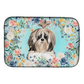 Caroline's Treasures CK3410DDM Shih Tzu Dish Drying Mat Absorbent Dish Drying Mat Pad for Kitchen Counter Dish Drainer Mat for Countertop, 14 x 21", Multicolor