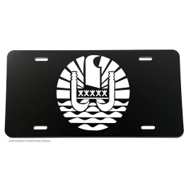 OwnTheAvenue French Polynesia Coat of Arms Flag Tahiti Auto Metal Black License Plate