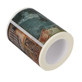 KONTONTY 1roll Washi Paper Tape Vintage Tearable Decorative Tapes for Journals Scrapbooking and Crafts Premium Quality Easy to Use Portable for and Home Decor