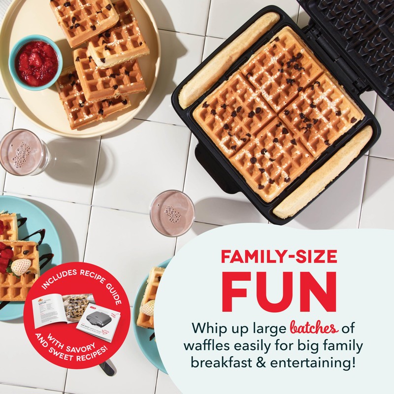 Dash Deluxe No-Drip Waffle Iron Maker Machine 1200W + Hash