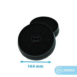 AllSpares Activated Carbon Filter (x2) for Cooker Hoods Suitable for Respekta MIZ 2050, Refsta K25.1, Candy 49011548 / ACM14 and Whirlpool 484000008780 / AMC145 (Diameter 131 mm)