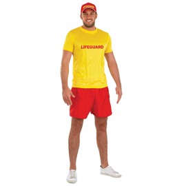 Fun Shack Lifeguard Costume For Men - Lifeguard T-Shirt, Shorts, And Accessories - Perfect For Fancy Dress Events, Medium