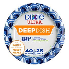 Dixie Ultra, Deep Dish Paper Plates, 28 Oz, 40 Count, Heavy Duty, Microwave-Safe, Soak-Proof, Cut Resistant, Disposable Plates For Heavy, Messy Meals