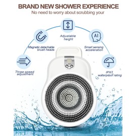 Electric Shower Brush for Body -Wall Mounted Back Scrubber for Shower – Exfoliating Soft Bristles, Hands-Free Wall-Mounted Design, Back Scrubber for Shower, Perfect for Men and Women, Easy to Install