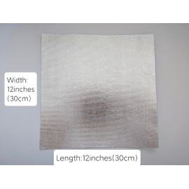Self-Adhesive Aluminum Backed Aluminized Fiberglass Cloth Heat Shield - 12"x12" Sheet, Thermal Reflective Insulation Barrier for High Temp Protection (Automotive Exhaust, Firewall, Behind Grill)