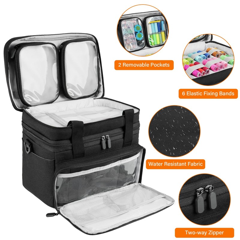 Sewing Accessories Organizer Case with Shoulder Strap,Double Layer Sewing Storage