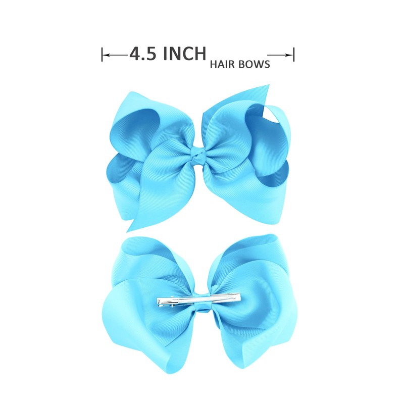 4.5 Inch White Hair Bow Clips for Girls - Set
