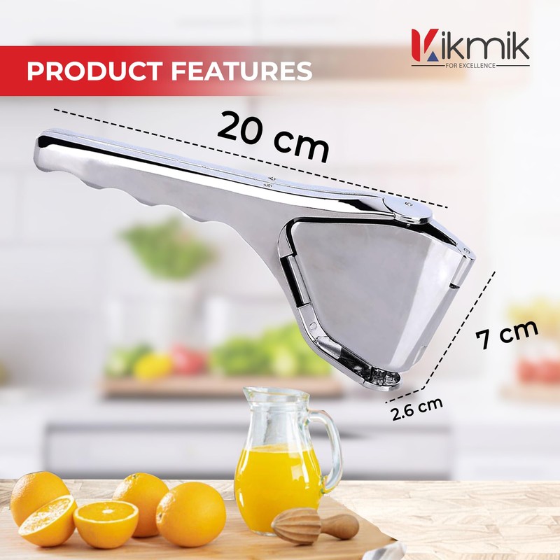 Kikmik Stainless Steel Lemon Squeezer -CitrusEase Foldable Handheld citrus Squeeze