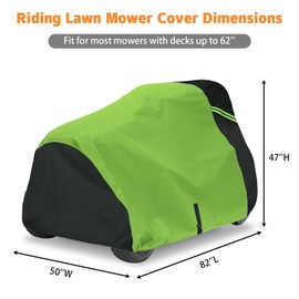 Riding Lawn Mower Cover,Waterproof Heavy Duty Fits Up to 62”Mower Decks,600D Polyester Oxford UV and Water Resistant, Windproof Buckle Strapping Designed for Storage and Trailering