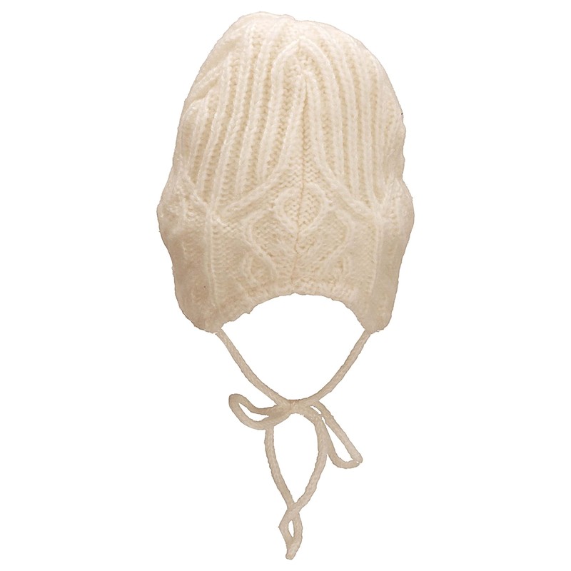 Sterntaler Girls Knitted Hat Leaf Pattern Hat, ecru