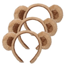 Homoyoyo Bear Ears Headband 3 Pieces Bear Ears Plush Animal Ears and Horns Headband for Party Celebrations Trips Decoration Cosplay Dress Up Costume Make Up Waschlemes Face Women Gift