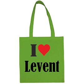 Reifen-Markt Tasche I Love Levent Größe 38x42 Farbe Grün Druck Schwarz