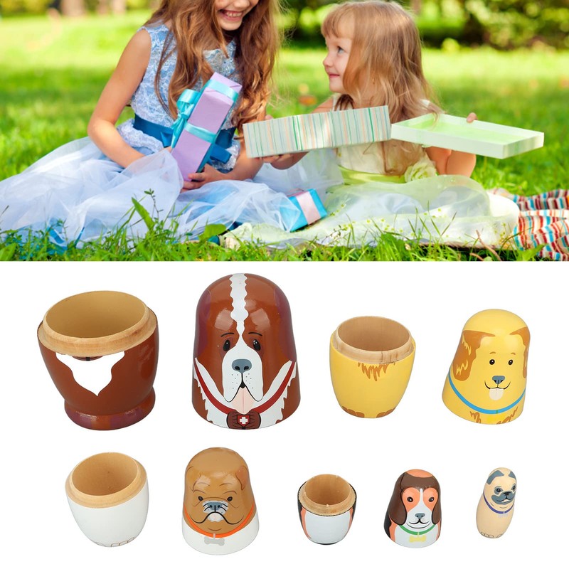 Cute Dog Matryoshka Dolls, Exquisite Craft, Unique Polished Smooth Corners,