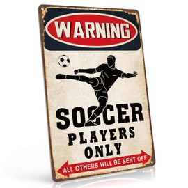 PAIION Soccer Metal Sign Vintage Soccer Fans Room Decor for Boys - Bedroom & Home Tin Sign Gifts for Men 8x12 Inch