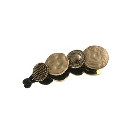 VINGTAINE H7314-G- Metal Button Banana Clip Matte Silver Matte Gold Hair Accessory