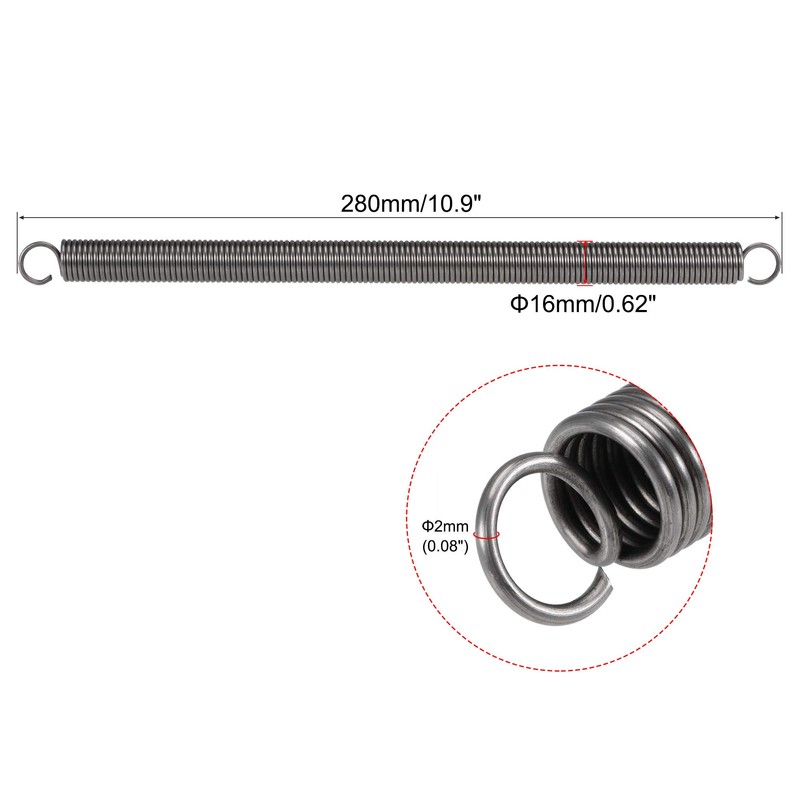 sourcing map Compression Spring,16mm OD,2mm Wire Size,341.6mm Extended Length,280mm Free
