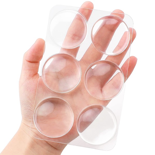 Door Knob Wall Shield, 6PCS Transparent Round Soft Rubber Guard Door Stopper Wall Protector Silencer, Stronger Self Adhesive Wall Door Handle Bumper (Small Round 1.57" 6PCS, Clear)