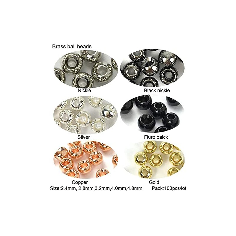 Aventik 50pc Brass Beads Tapered Hole Fly Tying Materials Lure