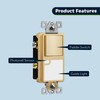 TOPGREENER 3-Way Decorator Switch with Guide Light, Gold