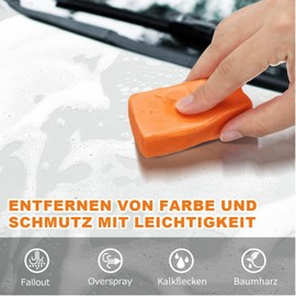 Auto Reinigungsknete, Reinigungsknete Auto Reinigungsmasse Mit Handtuch, Magic Clay Bar Reiniger felgen Reinigung Zur Entfernung Von Festhaftenden Verschmutzungen Auf Lack, Glas Und Chrom(2pc orange)