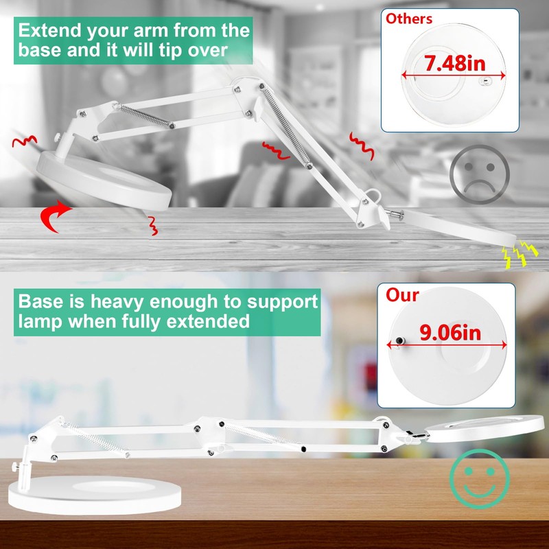 KUVRS 10X Magnifying Glass with Light and Stand, 2-in-1 LED