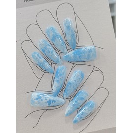 Hello. A spoonful of waves [Handmade nail tip] - Almond / Hello.파도한스푼[수제네일팁] - 아몬드
