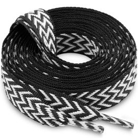WEGOODZF Flat Fat Sneakers Shoelaces: 2 Pair 3/5Inch Black White Extra Wide Thick Shoe Laces 63 inch