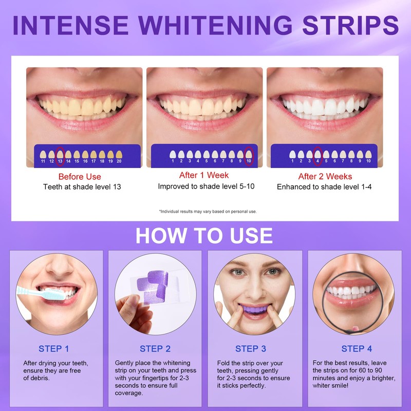 Teeth Whitening Strips, Purple Tooth Whitening Strips 14 Treatments, Enamel