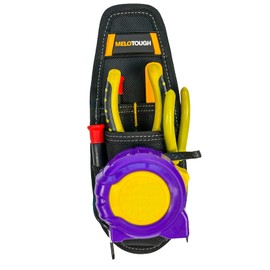 MELOTOUGH Clip On Tool Bag Electricians Heavy Duty Construction Tool Holder with Belt Clip 6 Pockets and Loops