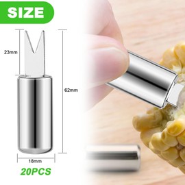 GZLCEU Pack of 20 Corn Holders, Stainless Steel Corn on the Cob Skewers for Home Parties, Camping, Barbecue, Corn, Fruit, Hot Dog and Other Foods (62 x 18 mm)