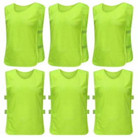 Fodlon Children's Football Vest, Set of 6 Training Bibs Basketball for Children, Football Training Vest, Breathable Mesh, Training Vest, Children's Set for Children, Green, S