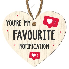 Funny “You’re My Favourite Notification” Heart-Shaped MDF Wall Plaque – Quirky Romantic Gift for Social Media Lovers – Humorous Valentine’s Day, Wedding, or Anniversary Wall Decor