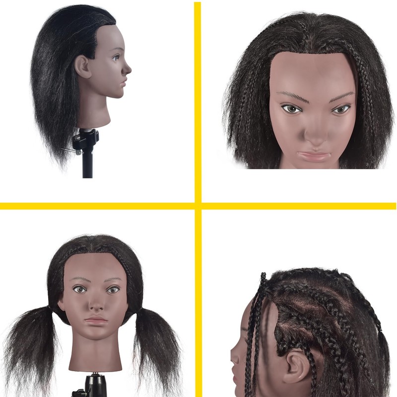 RUISIMEI Training Head 100% Real Hair Cosmetology Mannequin Head Mannequin