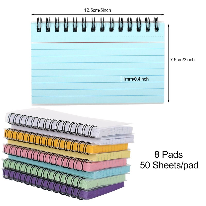 EGOSKY 8 Pack Flash Cards, 400 Sheets Index Cards 5x3