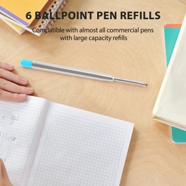 Retti 6 Ballpoint Pen Refills 10 cm Blue Large Capacity Refills