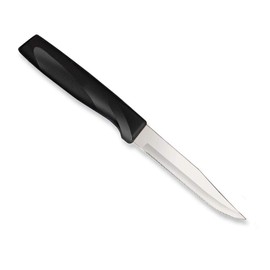 Rada Cutlery Anthem Series Serrated Stainless Steel Dining Steak Knife with Ergonomic Black Resin Handle, 3-7/8 inches