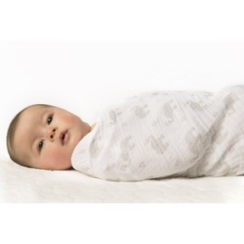 SwaddleDesigns Marquisette Swaddling Blanket, Premium Cotton Muslin, Elephant and Pastel Blue Chickies