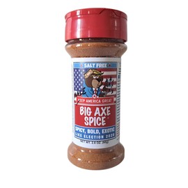 Commemorative President Trump Limited Edition Bottle of Big Axe Spice Red Silk Berbere Salt-Free Seasoning - also Gluten Free, Sugar Free, Preservative Free with American Flag Vinyl Sticker 3"x2"