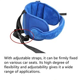 Correa de apoyo para la cabeza del asiento de coche, alivio ajustable para el cuello del niño, soporte para la cabeza de bebés y bebés (azul)